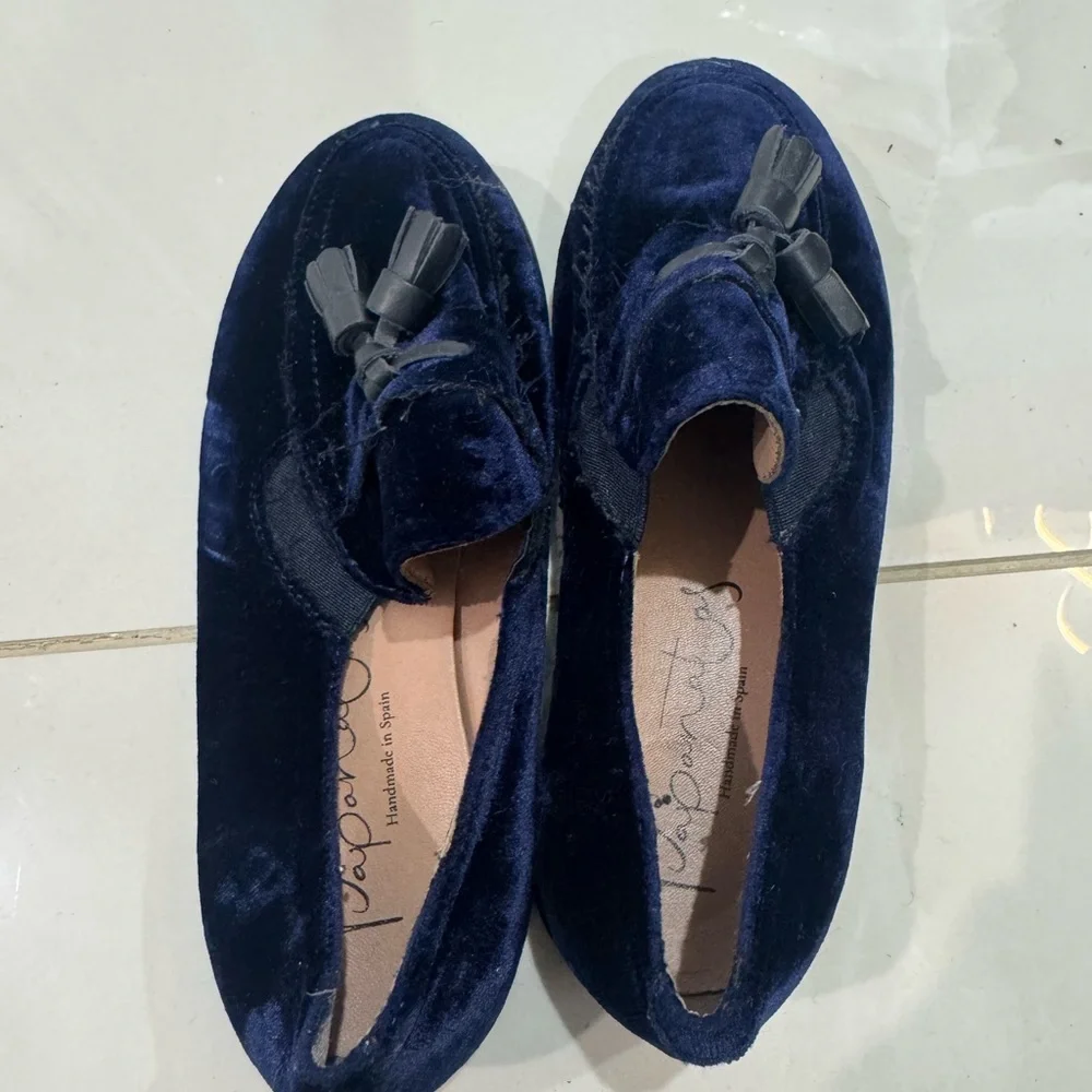 Navy‎ Blue Velvet Kids Shoes